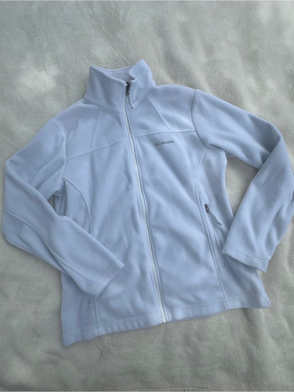Columbia Fleece Zip Up White Large